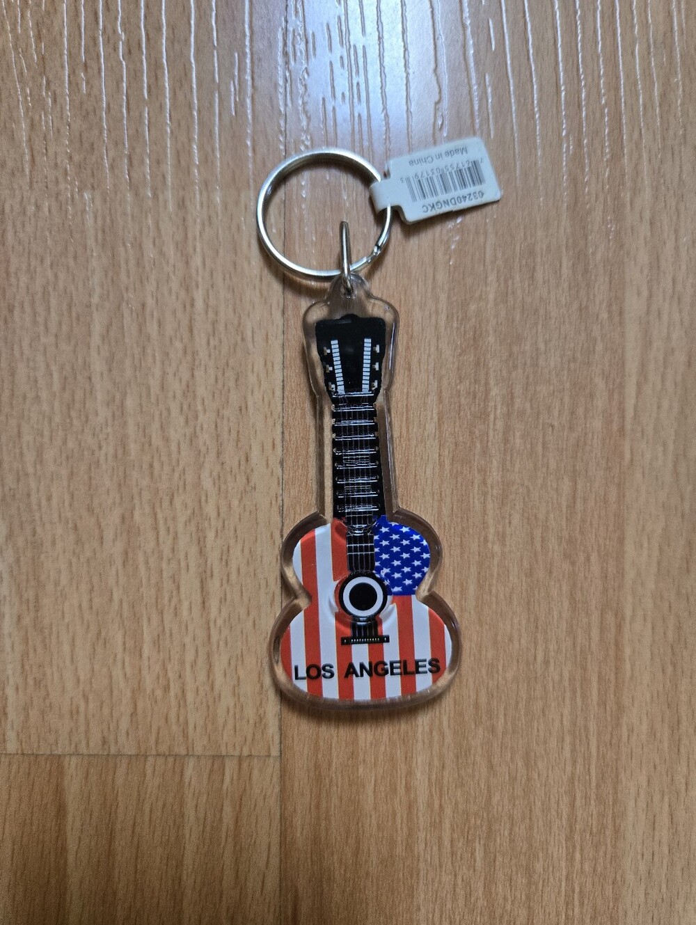 New - Acrylic Los Angeles Guitar Keychain - American Flag Design
